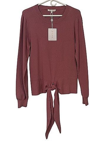 WAYF Mauve Tie-Front Long Sleeve Knit Top Casual Sweaters (view 1)