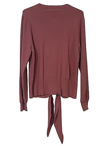 WAYF Mauve Tie-Front Long Sleeve Knit Top Casual Sweaters (view 2)