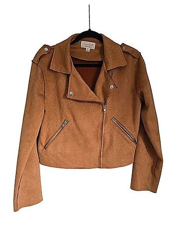 Sugarfox Tan Suede Moto Jacket Jacket (view 1)