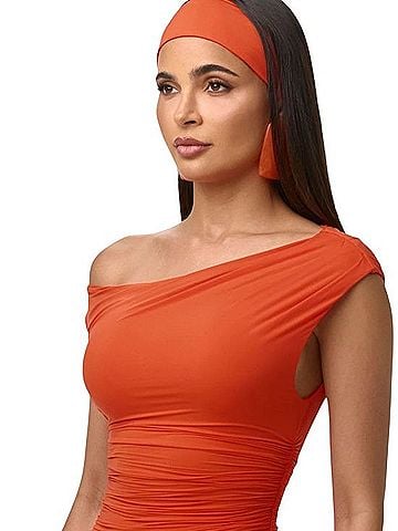 Naked Wardrobe Naked Ruched Off Shoulder Top Sleeveless T-Shirt (view 1)