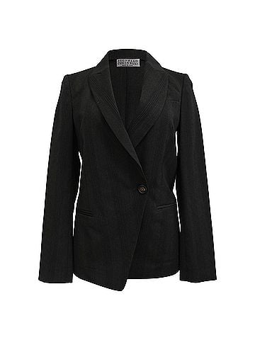 Brunello Cucinelli Brunello Cucinelli Striped Blazer wit Pockets in Black Wool (view 1)