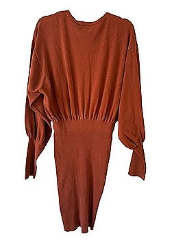 Toccin Eloquii Rust Long Sleeve Fitted Midi Dress Casual Dress (view 2)