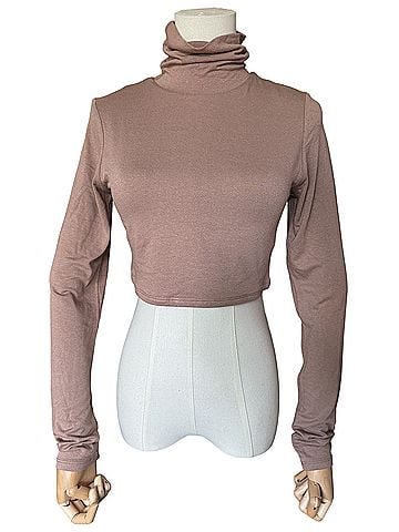 Naked Wardrobe Turtleneck Crop Long Sleeve Top (view 1)
