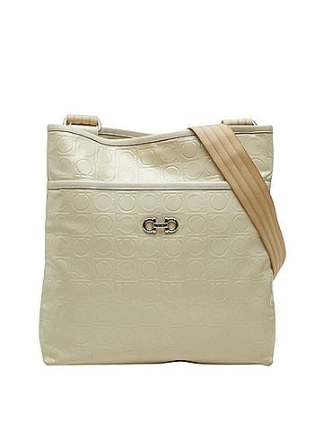 Salvatore Ferragamo Salvatore Ferragamo Gancini Crossbody Shoulder Bag AU-21 B492 Ivory Patent Leather Women's (view 1)