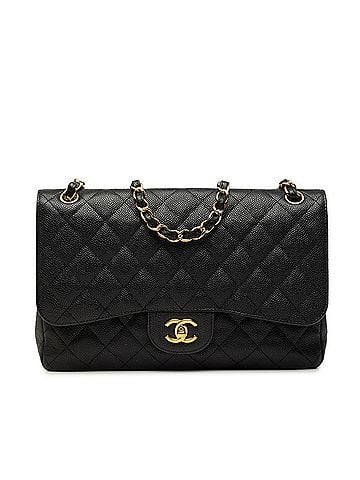 Chanel Chanel Coco Mark Matelassé Double Flap Chain Shoulder Bag A58600 Black Gold Caviar Skin Women's CHANEL (view 1)