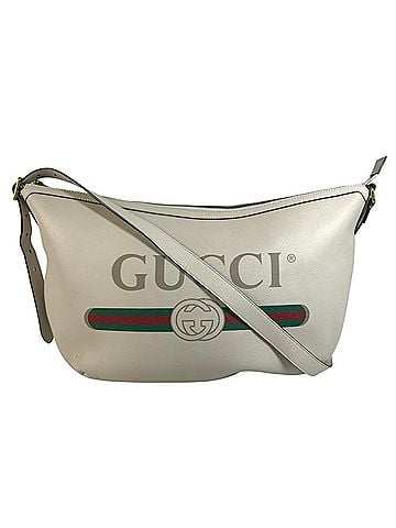 Gucci GUCCI 523588 Logo Hobo Bag Half Moon Crossbody Shoulder Leather Women's White (view 1)