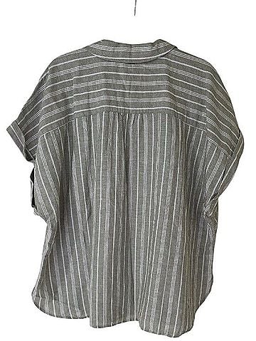 Talbots Sandstone Stripe Linen Popover Short Sleeve Blouse (view 2)