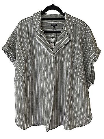 Talbots Sandstone Stripe Linen Popover Short Sleeve Blouse (view 1)