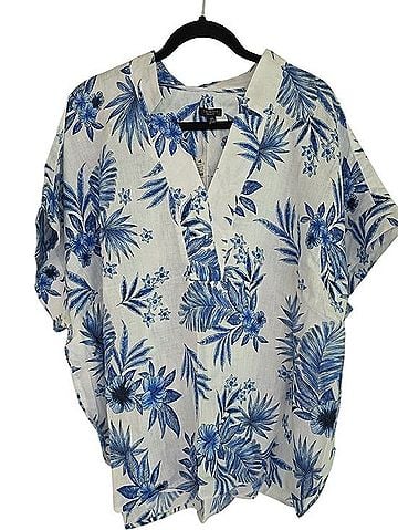 Talbots Painted Palms Linen Popover Short Sleeve Blouse (view 1)