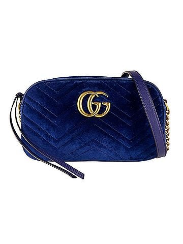 Gucci Gucci GG Marmont velvet cross-body shoulder bag, dark blue and gold, women's, 447632 z10743 (view 1)