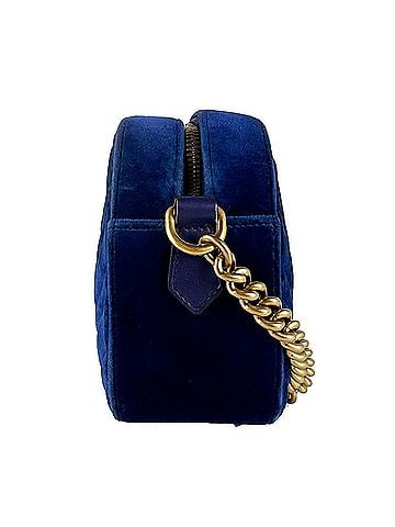 Gucci Gucci GG Marmont velvet cross-body shoulder bag, dark blue and gold, women's, 447632 z10743 (view 2)
