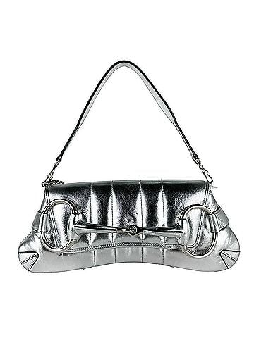 Gucci Gucci shoulder bag, horsebit design, leather, silver, women's, 764255 z10775 (view 1)