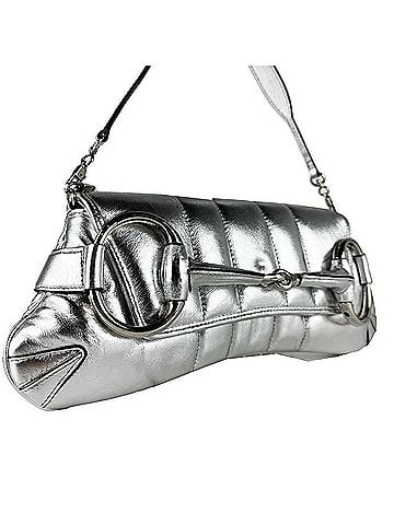 Gucci Gucci shoulder bag, horsebit design, leather, silver, women's, 764255 z10775 (view 2)