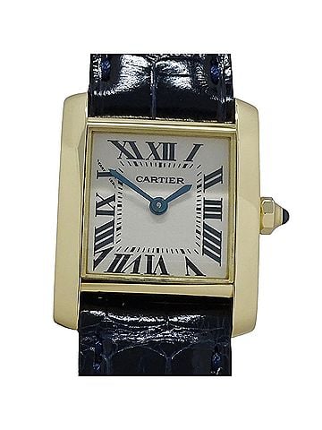 Cartier Cartier women's watch, Tank Française SM, quartz movement, 750YG, leather strap, W5000256, gold, black, ivory. (view 2)