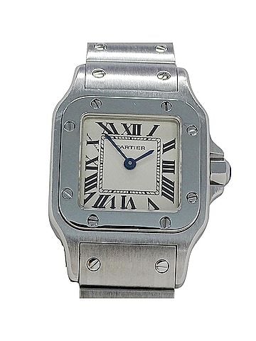 Cartier Cartier women's watch, Santos Galbee SM, quartz movement, stainless steel (SS), W20056D6, silver/ivory. (view 2)