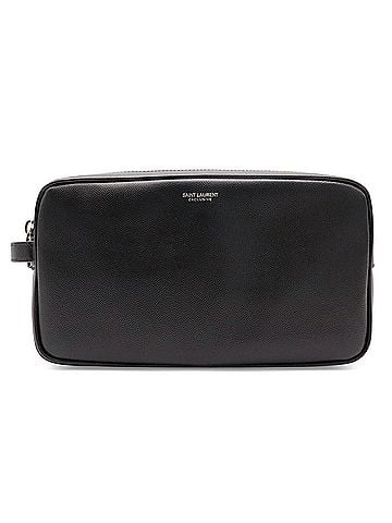 Yves Saint Laurent Yves Saint Laurent SAINT LAURENT PARIS EXCLUSIVE Double Zip Second Bag Clutch Grooming Case Leather Black 560102 (view 1)