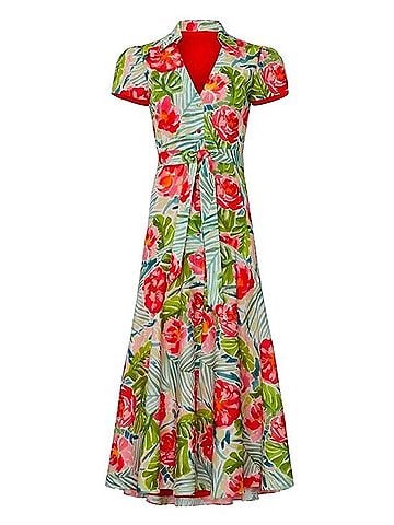 Badgley Mischka Floral Midi Dress Casual Dress (view 1)