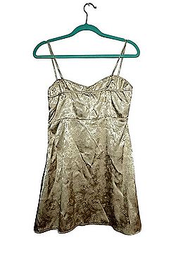 Princess Polly Gold Jacquard Mini Slip Dress Cocktail Dress (view 2)