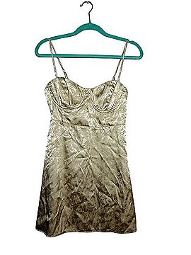 Princess Polly Gold Jacquard Mini Slip Dress Cocktail Dress (view 1)