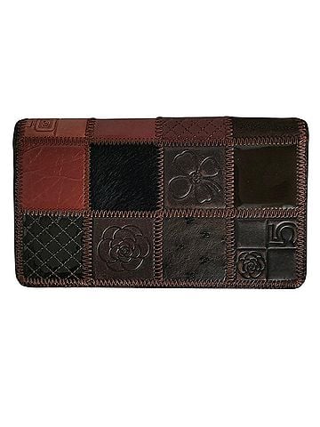 Chanel CHANEL Icon Line Coco Mark Patchwork Long Wallet, Bi-fold with Box, Brown, Women's (view 2)