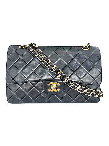 Chanel CHANEL Matelassé 25 Double Flap Chain Shoulder Bag, Lambskin, Black, Women's (view 1)