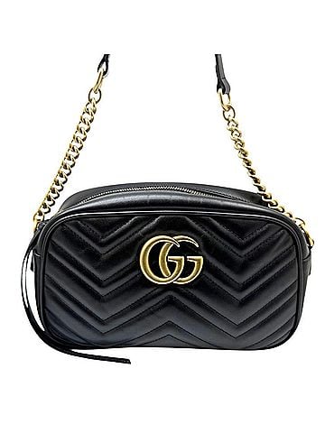 Gucci GUCCI GG Marmont Quilted Small Leather Black Chain Shoulder Bag 447632 Women's (view 2)