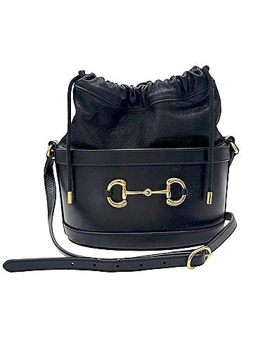 Gucci GUCCI Horsebit 1955 Bucket Bag Shoulder 602118 Leather Black Women's (view 1)