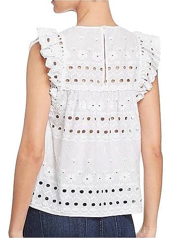 Kate Spade New York White Cotton Eyelet Short Sleeve Blouse (view 2)