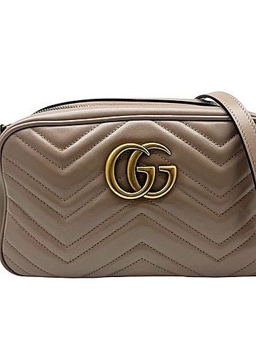 Gucci GUCCI GG Marmont Quilted Small Leather Pink Beige Chain Shoulder Bag 447632 Women's (view 1)