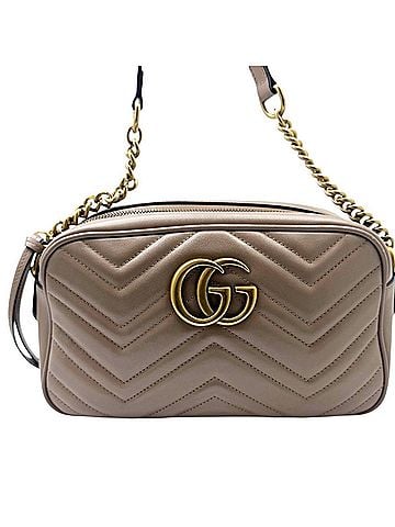 Gucci GUCCI GG Marmont Quilted Small Leather Pink Beige Chain Shoulder Bag 447632 Women's (view 2)