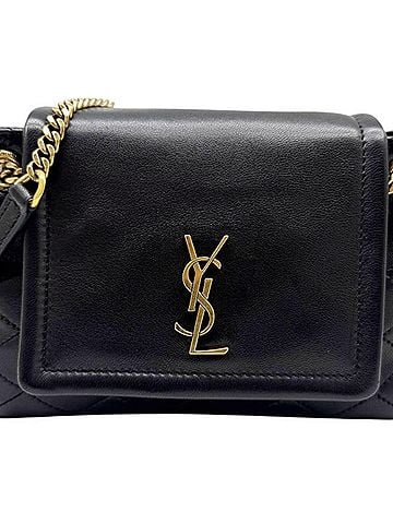 Saint Laurent YVES SAINT LAURENT Nolita Mini Lambskin Black Chain Shoulder Bag YSL Leather 672738 Women's (view 1)