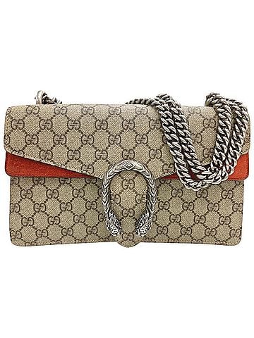 Gucci GUCCI Dionysus Chain Shoulder Bag 400249 GG Supreme Suede Brown Red Leather Women's (view 1)