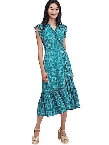 Kate Spade New York Poolside Dot Ruffle Wrap Dress Casual Dress (view 1)