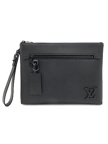 Louis Vuitton LOUIS VUITTON LV Aerogram Pochette iPad Takeoff Handbag Pouch Second Bag Clutch Leather Noir Black M69837 (view 1)