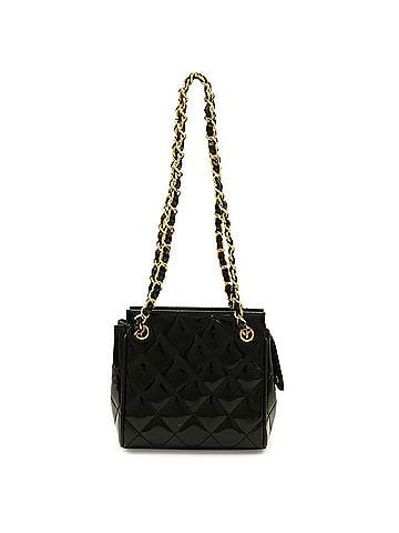 Chanel CHANEL Matelassé Chain Shoulder Bag, Enamel Patent Leather, Black (view 1)