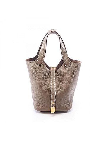 Hermès Hermes Picotin Lock PM Handbag, Leather, Taurillon Clemence Women's, Gray (view 1)