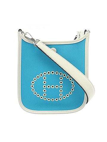 Hermès Hermes Neo Evelyne TPM Shoulder Bag/Handbag, Canvas/Leather, Toile Officier, Veau Swift, Women's, Blue/Green, Mint, Vert Fizz (view 1)