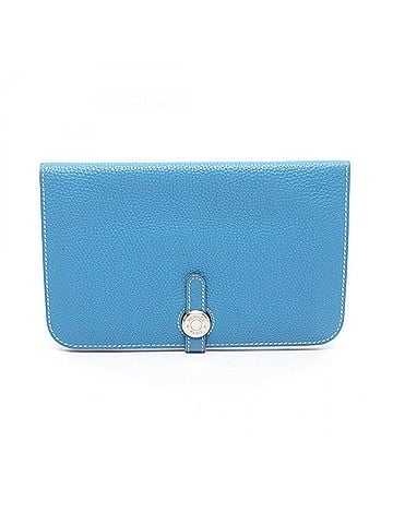 Hermès Hermes Dogon Duo GM Blue Jean Bi-fold Long Wallet, Leather, Taurillon Clemence Women's, (view 1)