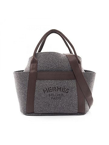 Hermès Hermes Sac de Pansage Groom 2-Way Tote Bag/Handbag, Leather and Felt, Walchevron Women's, Gray/Brown, Grimoyant (view 1)