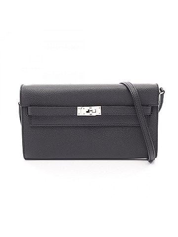 Hermès Hermes Kelly Long To Go Shoulder Bag/Handbag, Leather (Veau Epsom), Black, with external stitching. (view 1)