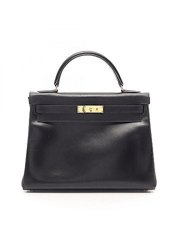 Hermès Hermes Kelly 32 2-Way Handbag, Calfskin (Cowhide), Box Calf Leather, Women's, Black, 001865CC (view 1)