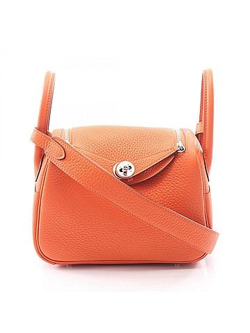 Hermès Hermes Lindy Mini Tangerine Shoulder Bag/Handbag, Leather, Taurillon Clemence, Women's, Orange (view 1)