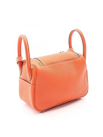 Hermès Hermes Lindy Mini Tangerine Shoulder Bag/Handbag, Leather, Taurillon Clemence, Women's, Orange (view 2)