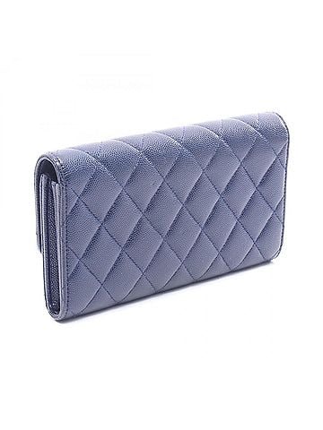 Chanel Chanel Matelassé Bi-fold Long Wallet, Caviar Leather (Grained Calfskin), Women's, Navy (view 2)