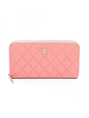 Chanel Chanel Matelassé Round Long Wallet, Caviar Leather (Grained Calfskin), Women's, Pink, A50097 (view 1)