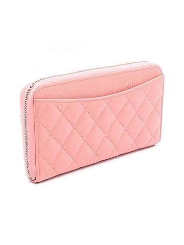 Chanel Chanel Matelassé Round Long Wallet, Caviar Leather (Grained Calfskin), Women's, Pink, A50097 (view 2)