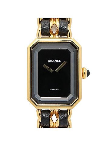 Chanel Chanel CHANEL Première L Watch, Gold Plated (GP), Leather Strap, Women's, Black, H0001 (view 1)