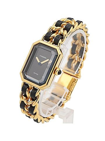 Chanel Chanel CHANEL Première L Watch, Gold Plated (GP), Leather Strap, Women's, Black, H0001 (view 2)