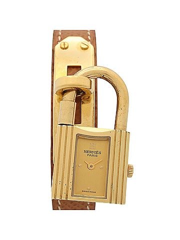 Hermès Hermes Kelly Watch, Gold Plated Leather Strap, Ladies' Champagne Color, KE1.201 (view 1)