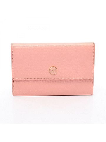 Chanel Chanel Coco Button Bi-fold Wallet, Leather, Women's, Pink (view 1)